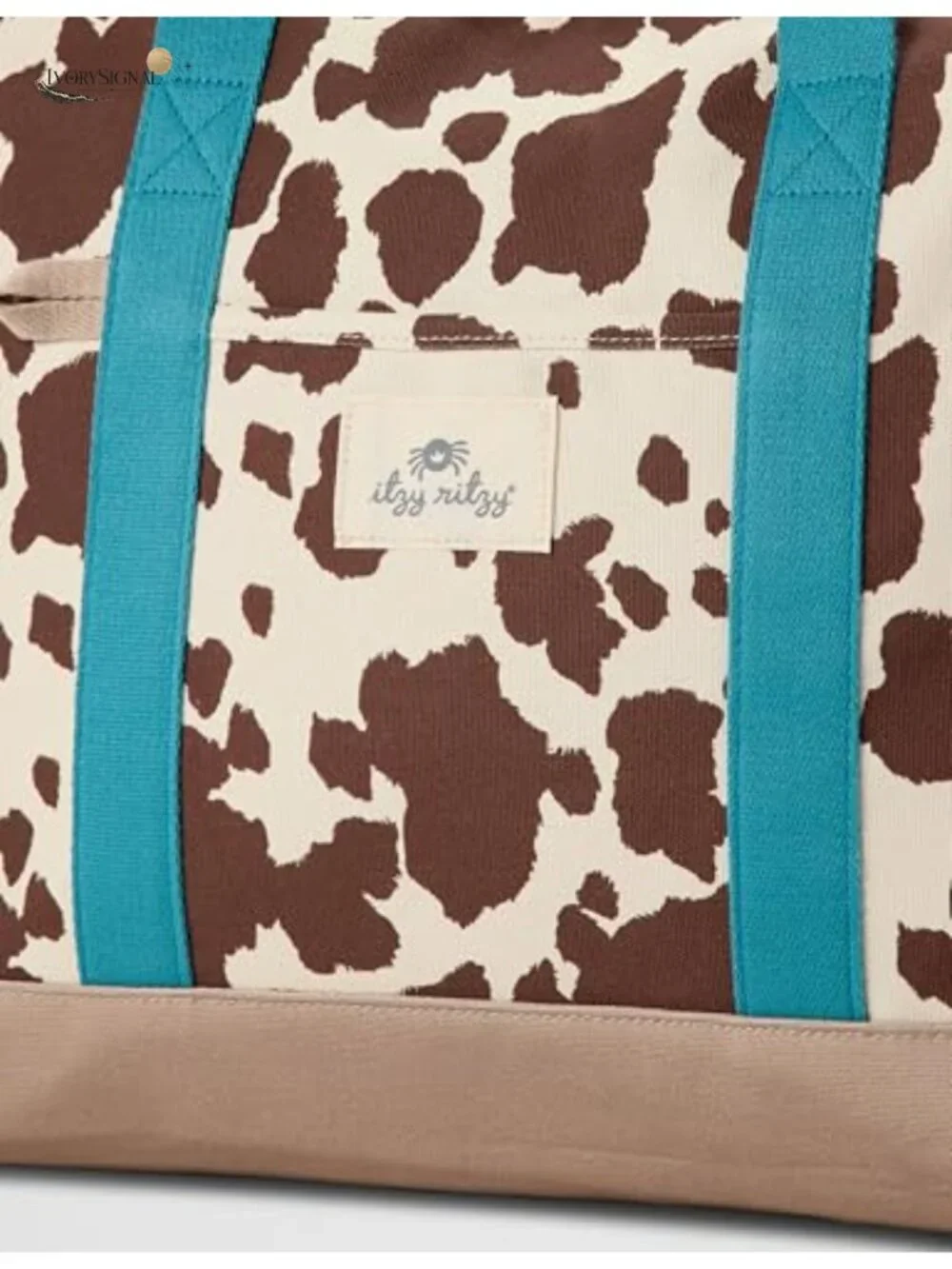 Canvas Tote Bag Zip Closure 4 Pockets Shoulder Straps